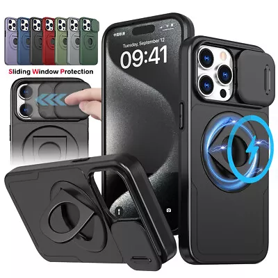 For IPhone 15 Pro Max 14 13 12 Magnetic Mag Safe Ring Stand Case With Lens Cover • $3.59