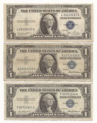 1935-D & 1957 X2 $1 Dollar Bill Silver Certificate Note Fancy Serial 117G • $36.82