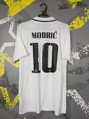 Modric Real Madrid Jersey Home Football Shirt White Adidas Mens Size L Ig93 • $101.99