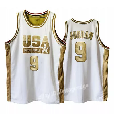 1992 Golden Jordan #9 Team USA Basketball Jerseys All Stitched Custom Names • $39.90