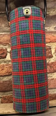 Vintage Yarn Knitting Canister MCM Plaid Corduroy. Wine Bottle Lug N Carry Gift • $22.98