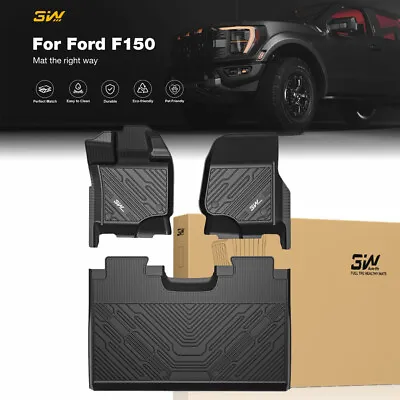 3W Floor Mats Liners For 2015-2024 Ford F-150/F150 Lightning Super Crew Cab TPE • $111.29