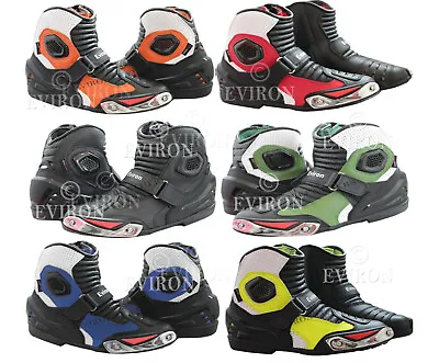 Short Ankle Style Motorcycle Motorbike Leather Boots Multi Colours • $68.38