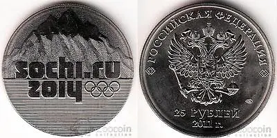 Russia 25 Roubles 2011 XXII Olympic Winter Games In 2014 In Sochi UNC RARE • $2.50