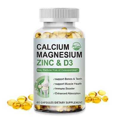 Calcium Magnesium Zinc Vitamin D3 Capsules Support Bone Health Immune Energy • $5