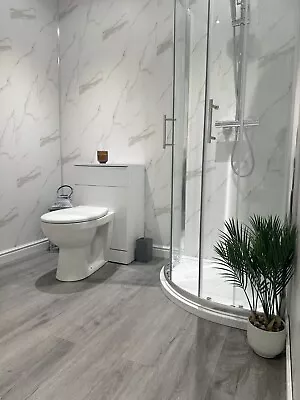 White Marble Matt Bathroom Wall Panels Shower Cladding PVC Kitchen Ceiling • £0.99