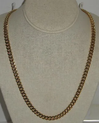 Vintage 28  Long Monet Brass? Goldtone Chain Link Necklace Costume Jewelry • $19