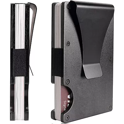 $14.90 • Buy Men Slim Aluminum Alloy Credit Card Holder RFID Blocking Metal Wallet Money Clip