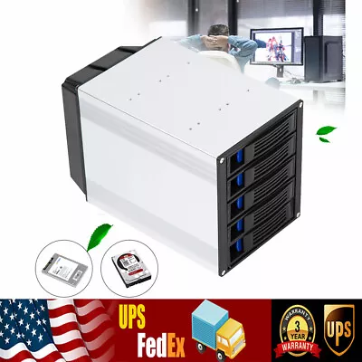 HDD Enclosure Hot Swap Cage 5-Bay 3 X 5.25  Drive Bays 5x SATA 3.5 /2.5 Sas HDD • $84.55