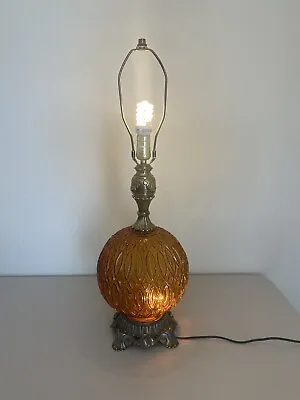 1971 L & L WMC TABLE LAMP 29” Amber Globe Duel Lamp Vintage • $115