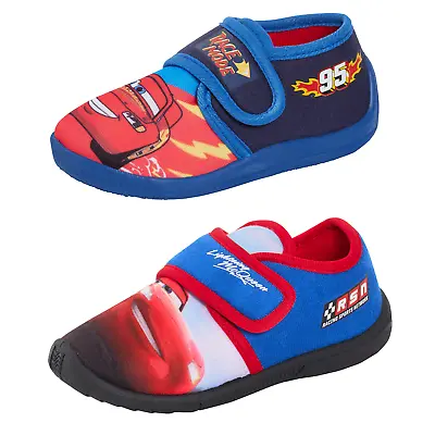 Boys Disney Cars Slippers Easy Fasten Slipper Boots Lighting McQueen House Shoes • £11.95
