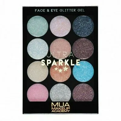 MUA Ultra Sparkle 12 Shade Face & Eye Glitter Gel Palette  • £5.99