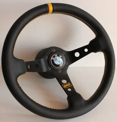  Steering Wheel Fits For BMW Deep Dish Yellow Leather E34 E36 Z3 Racing 92-98 • $183.05