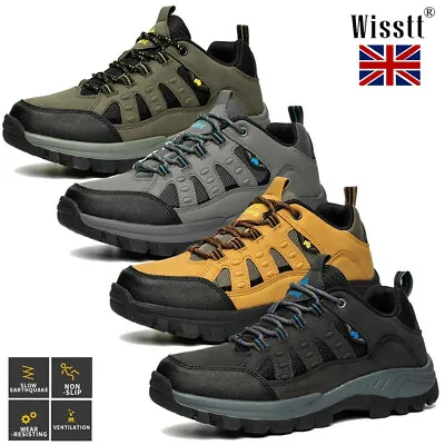 Mens Walking Hiking Boots Trekking Trainers Shoes Leather Waterproof Outdoor New • £21.99