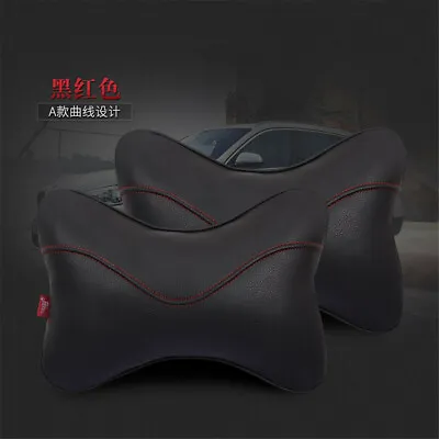 Car Headrest Breathe Seat Head Neck Rest Pillow Wear-resistant PU Leather 2Pcs • $24.20