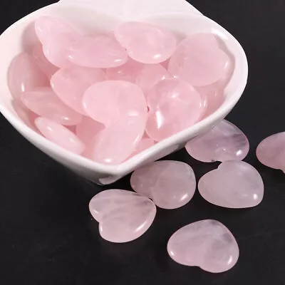 20X Rose Quartz Pocket Stones Puff Heart Healing Crystal Mineral Specimens Reiki • $12.48
