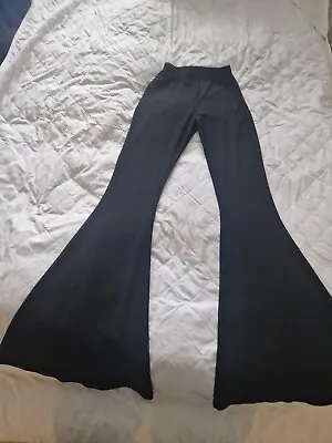 Womens Black Kick Flare PLT Trousers Size 6 Elastic Waist  • £5