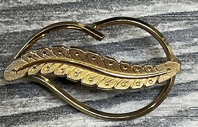 Vintage VD Van Dell 12k Gold Filled GF Feather Brooch • $8