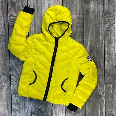 VSX Sport Victoria Secret MEDIUM Down Puffer Jacked Hooded Bright Yellow Quilted • $48.99