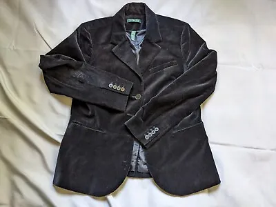 Lauren Ralph Lauren Blazer Black Velour Smoking Jacket Womens Size 14 • $49.88