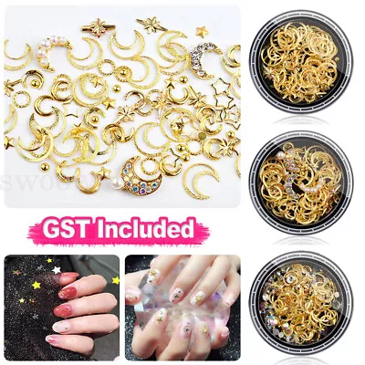 3D Moon Star Rhinestone Gems Pearl Nail Art Decor Decals Glitter Sequins AU New • $1.72