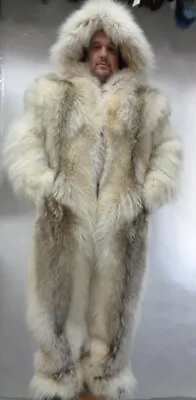 Brand New Double Sided Arctic Coyote Fur Snowsuit Jumpsuit Coat Fur Men Man • $26250