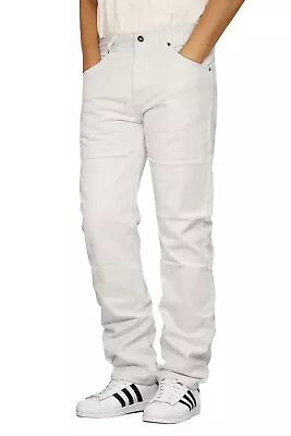 Men's White Regular Fit Straight Leg Denim Jeans Oscar (30-48) *fast Ship • $16.99