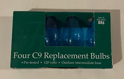 Holiday Time Christmas Light Bulbs C9 4 Pack Translucent Blue 120 Volt NOS • $9