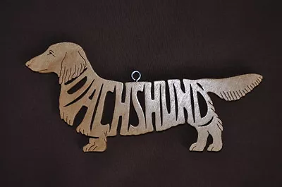 Long Haired Or Wire Haired  Dachshund Wood Toy Dog Christmas Ornament  Gift Tag • $8.49