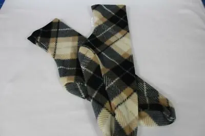 New Fleece Socks Black Tan Plaid Men's Choose Size • $9.99