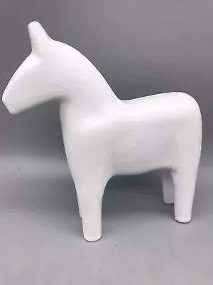 Plain White Carved Wooden Dala Horse Poss Ikea ? 18cm • £10