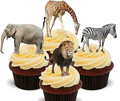 African Safari Animals Edible Cupcake Toppers - Stand-up Cake Decorations Jungle • £2.99