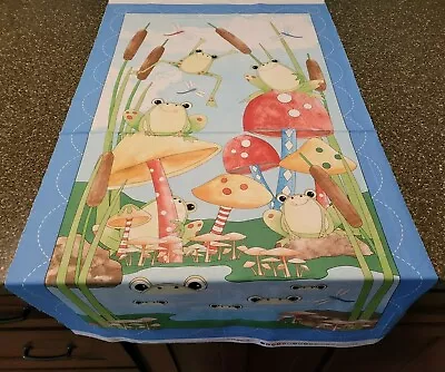 It's A Pond Party Panel 23x42 Desiree's Designs Quilting Treasures Frog Mushroom • $7.99