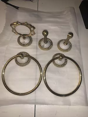 VTG Antique Bathroom Wall Hardware Set Gold Towel++Extremely Rare Set Lot Of 4 • $199.89