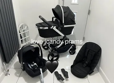 ICandy Peach 6 Twill Black  Travel System& New Car Seat 🖤Profesionally Cleaned✅ • £520