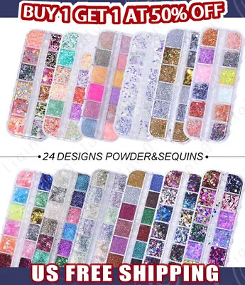 Colorful Fashion Nail Glitter Powder Sequins Laser Foils Flakes Nail Art Decors • $3.49