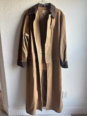 Scully RangeWear Mens M Brown 100% Cotton Long Overcoat Duster Coat Western • $85