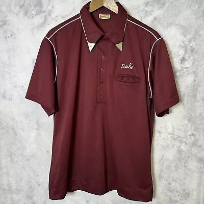 Vintage King Louie Bowling Shirt Adult ML Maroon Embroidered Native American • $120