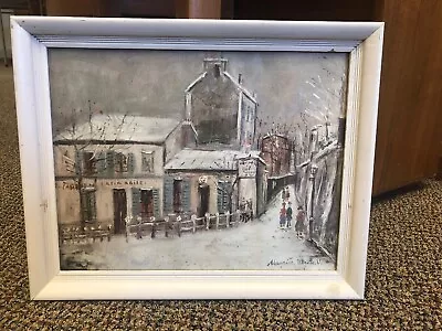 Vtg Maurice Utrillo Montmartre Paris Street Scene Gilt Framed Print Canvas 16x13 • $25