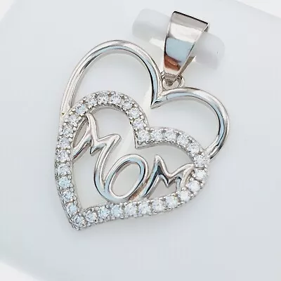 Heart MOM DAY Special Pendant 14k White Gold Over 2Ct Round Lab-Created Diamond • $85