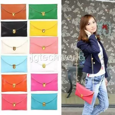 New Women Lady Envelope Clutch Chain Shoulder Party Purse Handbag Bag 12 Color • $4.99