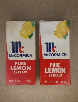 McCormick Pure Lemon Extract 1974 & 1978 1 Oz Full Glass Bottles VINTAGE LOT • $15
