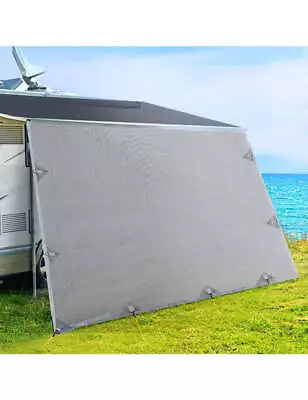 Caravan Privacy Screen Roll Out Awning 4.3X1.95M End Wall Side Sun Shade Grey • $58.62