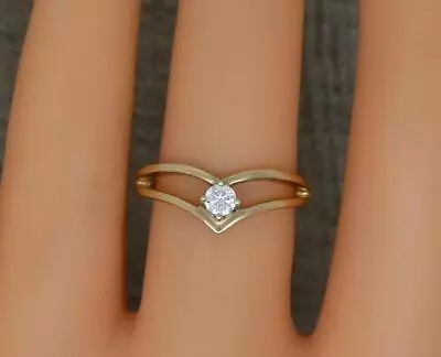 Beautiful 9K 9ct Yellow Gold V-Shape Wishbone 0.15ct Diamond Solitaire Ring N • $155.63