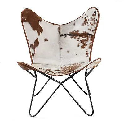 Handmade Vintage Cowhide Leather Butterfly Folding Sleeper Seat Relax Arm Chair • £141.18