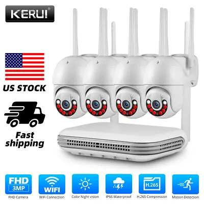 Wireless 8CH NVR Kit Security Camera System Outdoor WIFI Night Vision 2Way Audio • $154.84