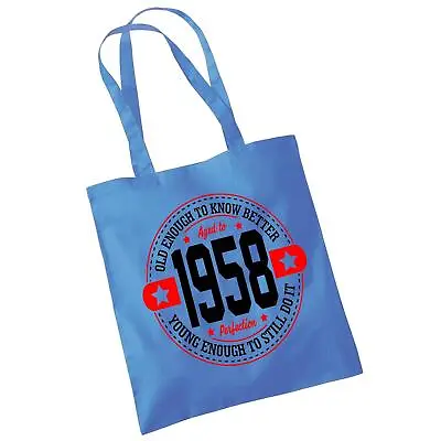 £5.97 • Buy 65th Birthday Gifts For Women Men Young Enough 1958 Funny Tote Bags Present