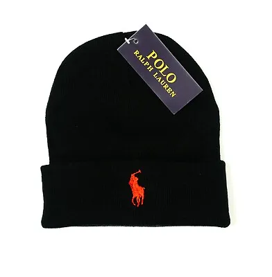 Ralph Lauren Unisex  Combed Beanie Hat On Sale Black Colour • £10.79