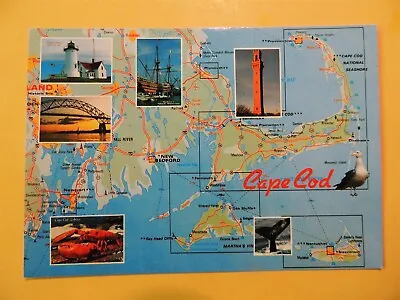 Cape Cod Massachusetts Vintage Map Postcard  • $1.99