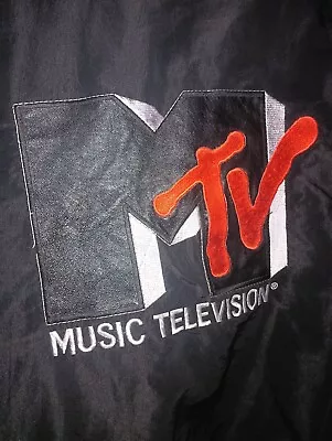 Vintage 80s MTV Music Video Television Black Bomber Jacket Adult Large Empire😎 • $99.99